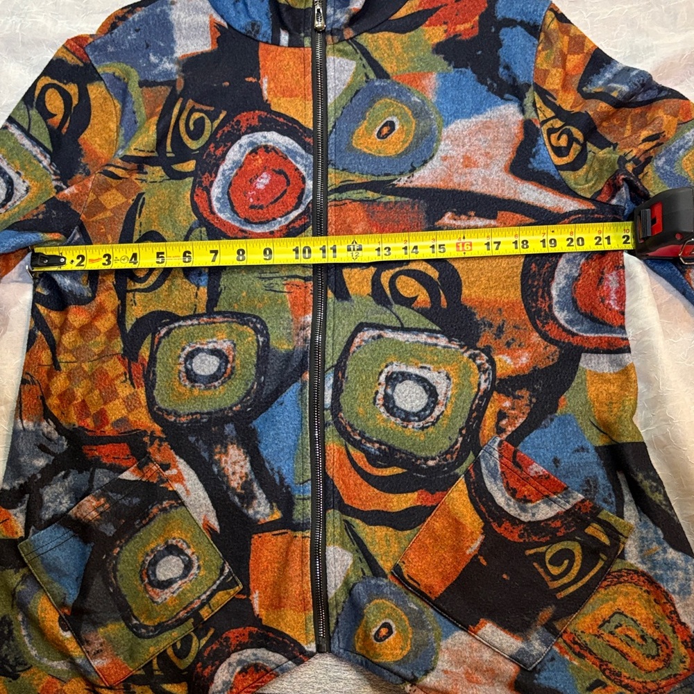 Abstract Print Zip-Front Varsity Jacket - Multicolor - Picture 9 of 11